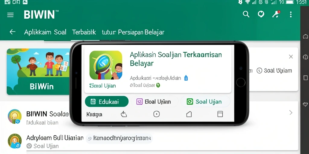 Tampilan antarmuka aplikasi Soal Ujian BIWIN yang intuitif dan menarik.