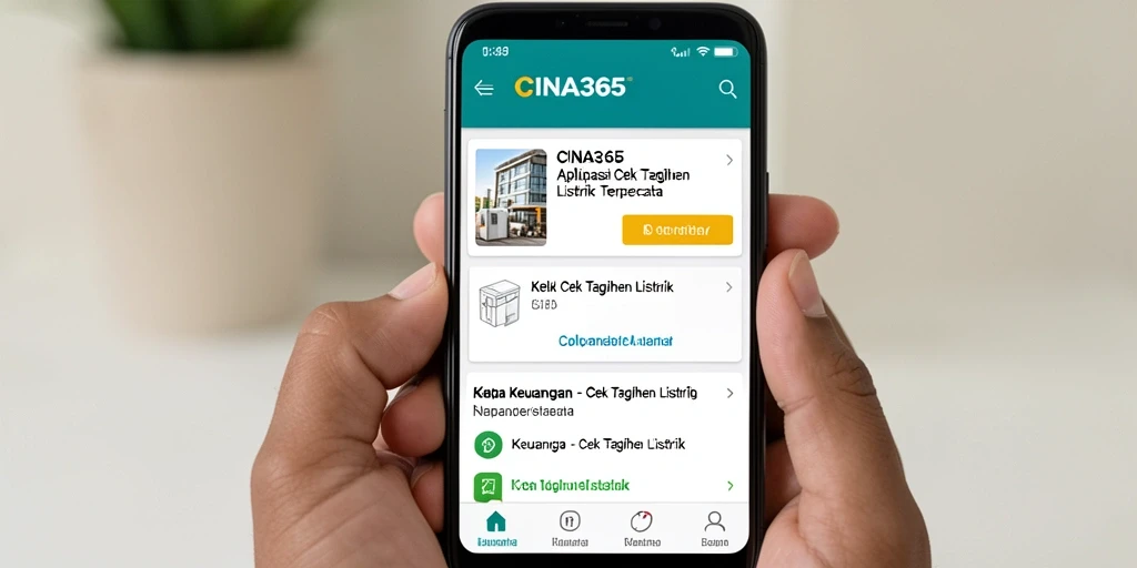 Antarmuka CINA365 menampilkan informasi cek tagihan listrik dengan jelas.