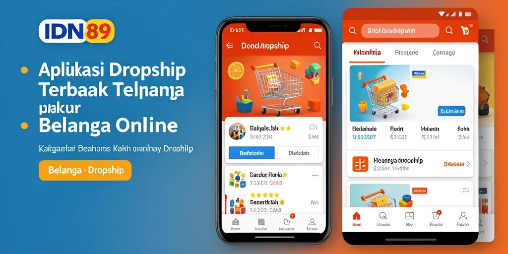 Antarmuka aplikasi IDN89 menampilkan fitur menarik untuk Dropship.