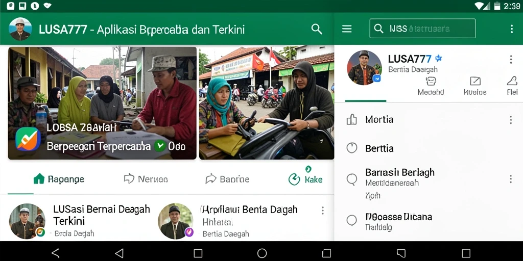 Antarmuka LUSA777 yang sederhana dan informatif untuk berita daerah.