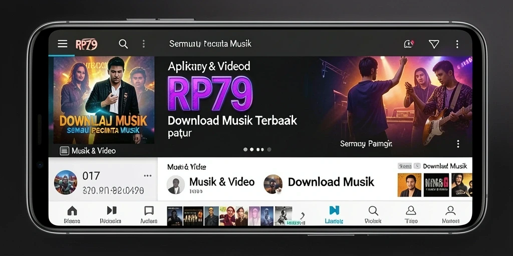 Tampilan antarmuka RP79 yang intuitif dan mudah digunakan untuk download musik.
